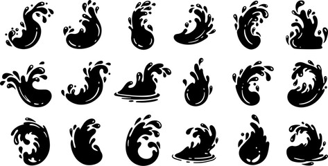 Fototapeta premium Vector art set of black silhouette tribal fire flower and bird leaf symbols