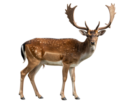 Fallow Deer Stag Standing – Wildlife Animal with Antlers Isolated PNG