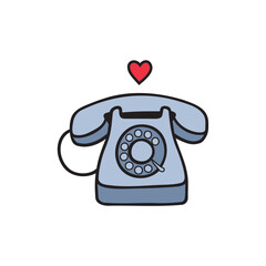 Illustration of rotary phone with love sign
