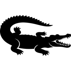Black crocodile silhouette isolated on white background