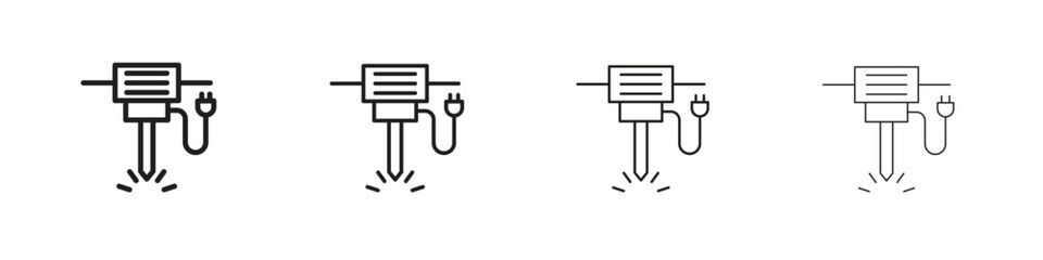 Hydraulic breaker icon symbols collection. Vector EPS 10