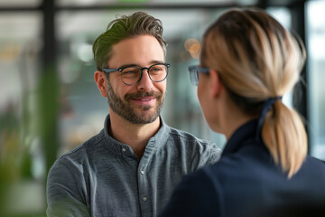 Fototapeta premium Friendly Conversation Between Business Professionals