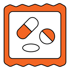 Blister Style Multidose Pack Flat Vector Icon