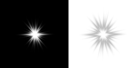 Fototapeta premium Shiny Star Light Flare PNG, White Glow Sparkle Effect for Magic Design Elements