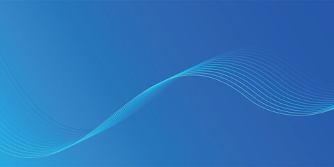 bstract blue long vector banner. Wavy minimal trendy background