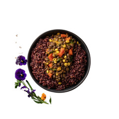 Delicious Lentil Curry with Black Rice and Pansies