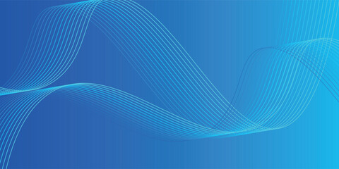 Abstract blue long vector banner. Wavy minimal trendy background
