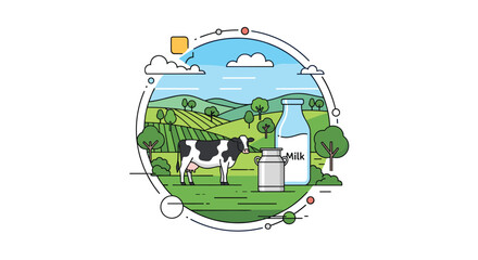 Sustainable dairy farming practices ensuring wholesome milk production from healthy cows in green pastures