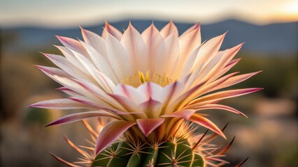 Beautiful cactus flower with intricate petals and soft colors. , spring blossom