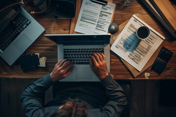 Work Desk with Laptop and Documents