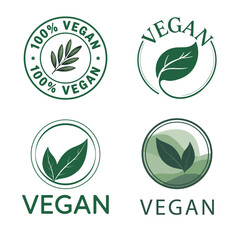 Minimal Flat Vegan Logos and Icons – Clean Organic & Eco Design Elements