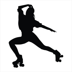 Young Woman Rollerblading Silhouette art