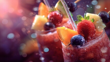 Two Fruit Cocktails with Garnish