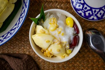 Durian and Sticky Rice with  coconut nut milk