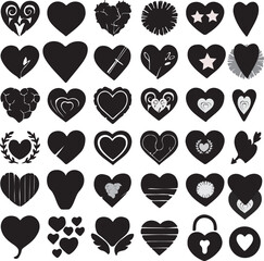 UNIQUE HEART DESIGN WITH LOVE SIGNAL AND SIGN VECTROR SILHOUETTE WITH WHITE BACKGROUND