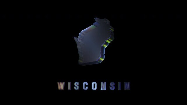 Rotating wisconsin state map on black background