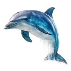 A playful dolphin leaps joyfully from the water, showcasing its sleek form, isolated on transparent background, embodying the spirit of the ocean