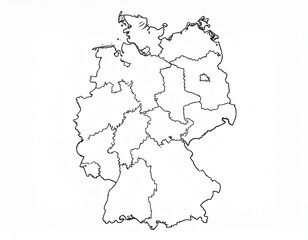 Obraz premium Detailed Vector Map of Germany with States, Outline on White Background