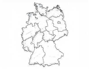 Obraz premium Detailed Hand-Drawn Map of Germany with Federal States