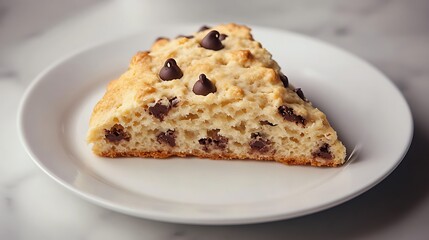 Triangular Chocolate Chip Scone on a White Plate