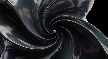 黒曜色の渦巻き 光沢感溢れる質感 深淵