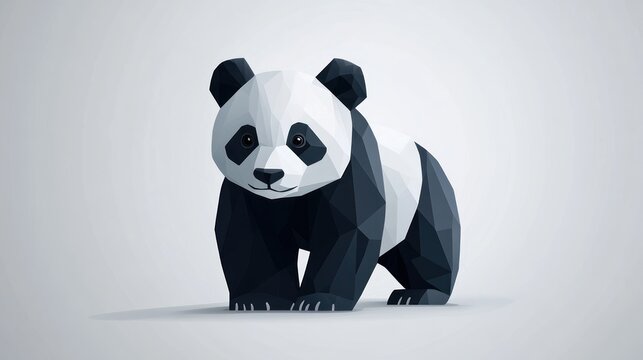 Cute Panda, Low Poly Style, Soft Background, Design Element, Digital Art, Stock Photo