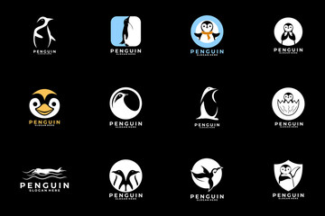 Set of penguin logo design vector template. Penguin animal logo