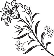 Elegant Floral Ornament Silhouette Vector – Decorative Vintage Flower Design for Crafts & Decor