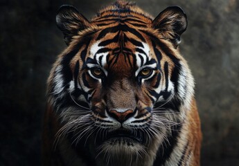 Fototapeta premium expressionist painting of a tiger focused on the camera