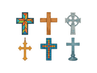 Colorful and traditional crosses collection - christian symbols