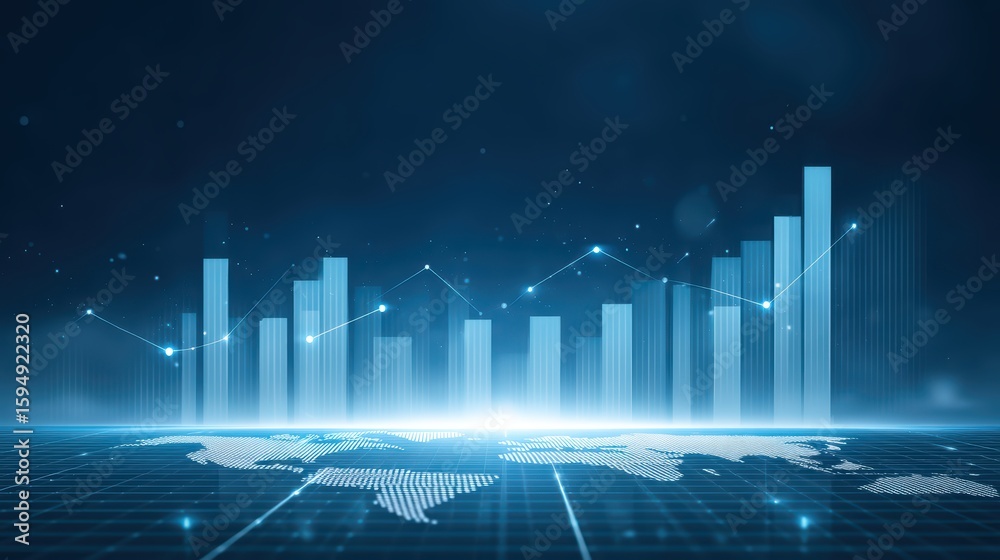Poster modern data visualization with global map and graph elements