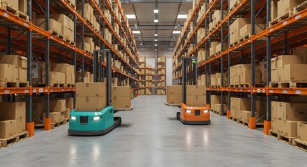 倉庫内作業 効率的自動フォークリフト 明るい照明