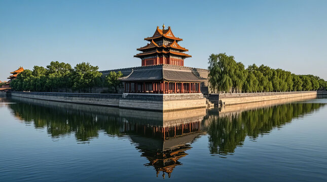 Promotional image of the Corner Tower of the Forbidden City in Beijing, a cultural and historical tourist attraction