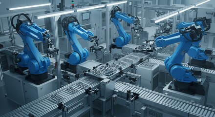 未来工場 青いロボット 精密動作 自動化ライン