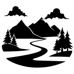 Black Lake & River Vector