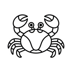Simple line art illustration of a cute crab facing forward