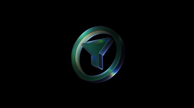 Rotating filter icon looping animation on black background