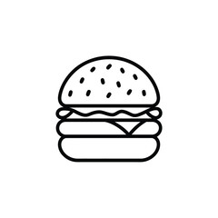 Simple line art icon of a classic hamburger