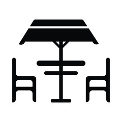 chair, table, umbrella, cafe terrace icon