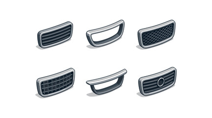 Collection of car grille designs showcasing various automotive styles