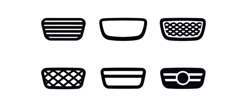 Set of car grille icons in black and white design