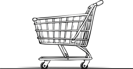 Shopping Cart Outline Icon Vector Illustration.e-business, checkout, commerce, graphic, minimalist, online, outline, purchase, retail, sale, shop, website, consumer, market, shopping, simple, store, 