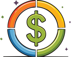 Obraz premium dollar sign icon vector illustration.economy, financial, money, wealth, business, currency, illustration, cash, coin, icon, vector, finance, graphic, investment, price, saving, signs, value, website, 