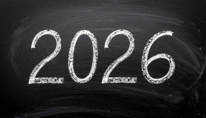 2026 written in chalk on chalkboard. Ideal for educational and academic projects. New Year.