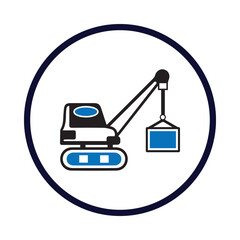 Crane, container, container on crane icon