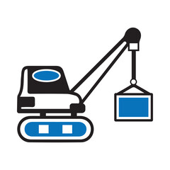 Fototapeta premium Crane, container, container on crane icon