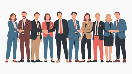 Professional Business Vector SVG Illustration of Diverse People in Formal Attire with Handshake in Modern Flat Style for Corporate Branding