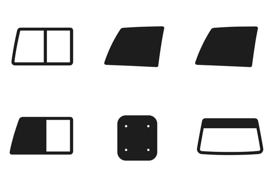 Set of car window and windshield icons