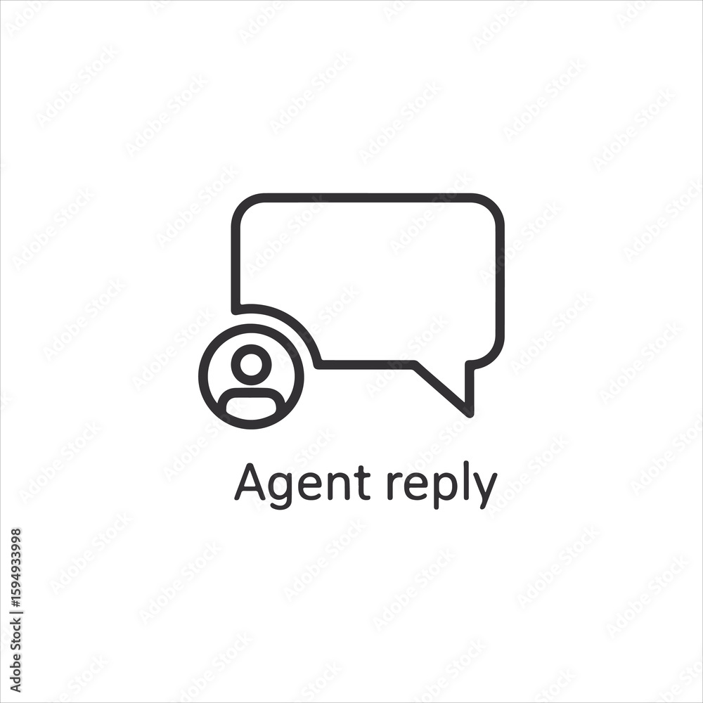 Poster vector art of agent reply icon with speech bubble and user symbol