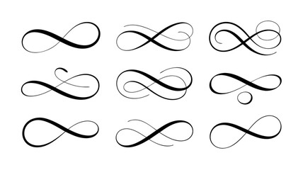Minimalist Vector SVG Illustration of Infinite Loop Symbols in Line Art Style with Black and White Colors